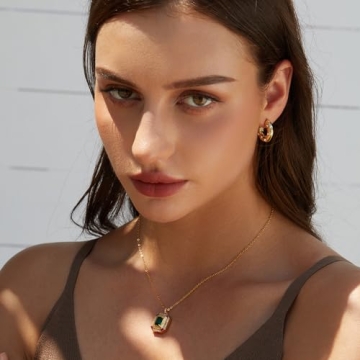 FRUMOS Cubic Zirconia Gold Hoop Earrings for Women - Elegant Hoops