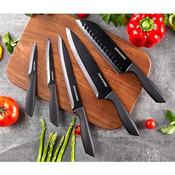 Dockorio Kitchen Knife Set with Block, 19 PCS High Carbon Stainless Steel Sharp includes Serrated St...