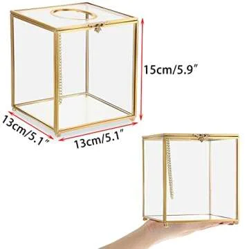 Sumnacon Clear Glass Tissue Cover with Gold Metal Accent