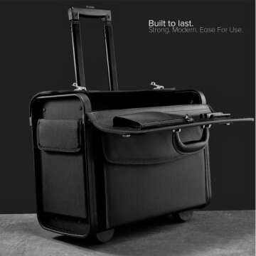 Tassia Wheeled Catalog Pilot Case Business 16" Laptop 1680D Nylon Flight Briefcase Bag