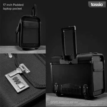 Tassia Wheeled Catalog Pilot Case Business 16" Laptop 1680D Nylon Flight Briefcase Bag