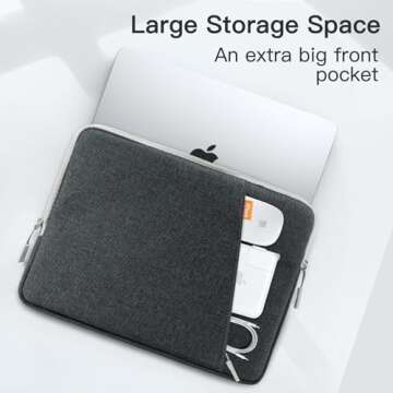 JETech Laptop Sleeve for 13.3-Inch MacBook Air/Pro, 14-Inch MacBook Pro M4 / M3 / M2 / M1 2021-2024, 13-13.6 Inch Notebook, Waterproof Shock Resistant Bag Case with Accessory Pocket (Dark Grey)