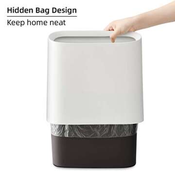 SUBEKYU 2.3 Gal Trash Can - Slim & Stylish Waste Bin for Home