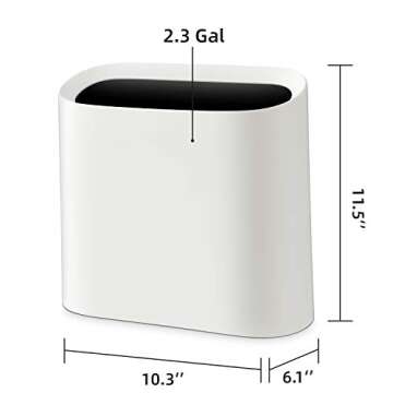 SUBEKYU 2.3 Gal Slim Trash Can for Kitchen & Office