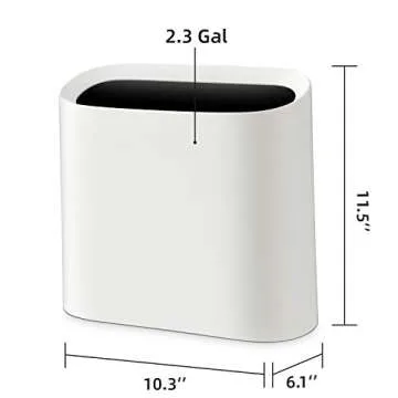 SUBEKYU 2.3 Gal Slim Trash Can for Kitchen & Office