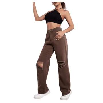 Stylish SweatyRocks Casual Ripped Denim Pants for Women