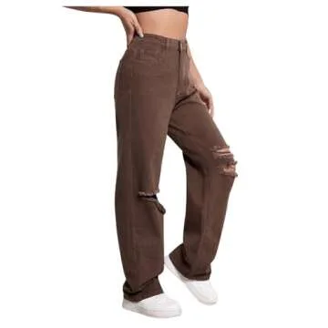 Stylish SweatyRocks Casual Ripped Denim Pants for Women