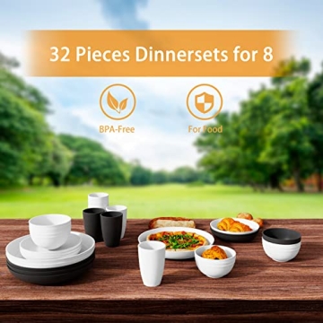 Hanmfei Unbreakable Plastic Dinnerware Set for 4