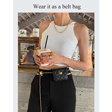 BEMYLV Vegan Leather Chain Belt Bag for Women