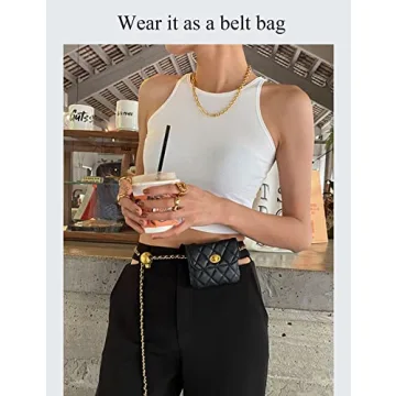 BEMYLV Vegan Leather Chain Belt Bag for Women