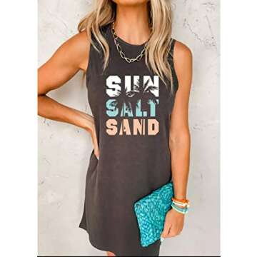 Stylish Sun Salt Sand Coconut Tree Tank Mini Dress