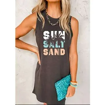 Stylish Sun Salt Sand Coconut Tree Tank Mini Dress