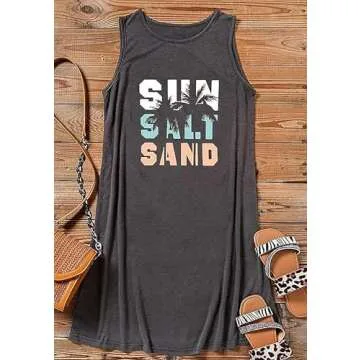 Stylish Sun Salt Sand Coconut Tree Tank Mini Dress