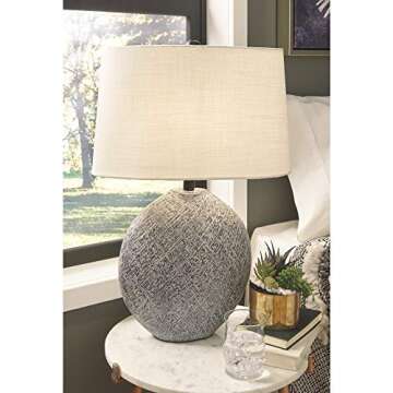 Signature Design by Ashley Harif Paper 26" Table Lamp withTextured Base, Beige