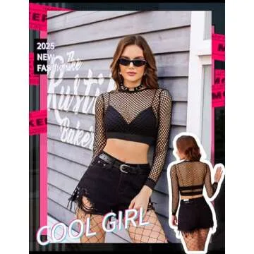 Avidlove Fishnet Top Stylish Long Sleeve Y2K Shirt