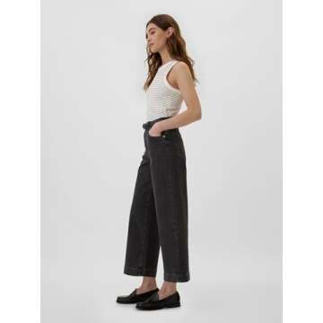 GAP Women's High Rise Wide Leg Cropped Jeans