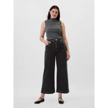 GAP Women's High Rise Wide Leg Cropped Jeans