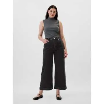 GAP Women's High Rise Wide Leg Cropped Jeans