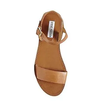 Steve Madden womens Donddi Flat Sandal, Tan Leather, 8 US