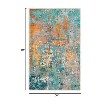 Lahome Modern Abstract Area Rug - 3x5 Soft Rug for Bedroom Non Slip Living Room Mat, Machine Washabl...