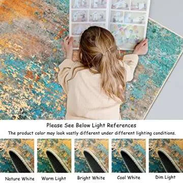 Lahome Modern Abstract Area Rug - 3x5 Soft Rug for Bedroom Non Slip Living Room Mat, Machine Washable Contemporary Throw Carpet for Office Front Door Entrance Way Kitchen Playroom, Rosy Clouds