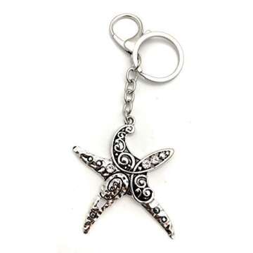 Smiling Wisdom - Starfish Story Appreciation Small Keepsake Card and Keychain Gift Set - You Make a Profound Difference - Ornate Swirl Keychain
