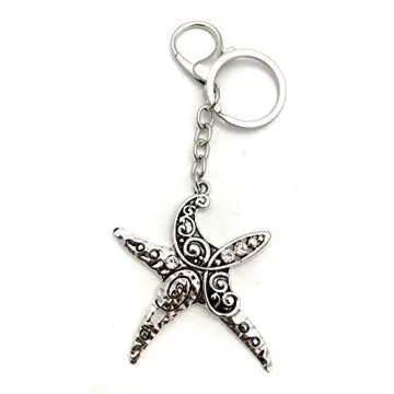 Smiling Wisdom - Starfish Story Appreciation Small Keepsake Card and Keychain Gift Set - You Make a Profound Difference - Ornate Swirl Keychain