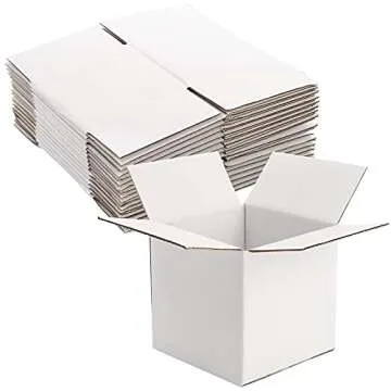 Peohud 40 Pack Small Shipping Boxes, 4 x 4 x 4 Inches White Corrugated Cardboard Box, Mailing Box for Shipping, Packing Storage, Gift Box, Recyclable