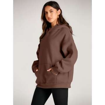 EFAN Womens Hoodies Oversized Sweatshirts Pullover Fleece Sweaters Long Sleeve Winter Fall Outfits Fashion Y2k Clothes Brown S