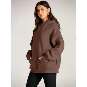 EFAN Womens Hoodies Oversized Sweatshirts Pullover Fleece Sweaters Long Sleeve Winter Fall Outfits Fashion Y2k Clothes Brown S