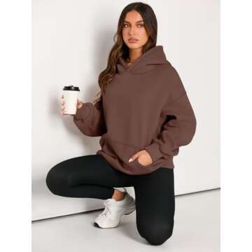 EFAN Womens Hoodies Oversized Sweatshirts Pullover Fleece Sweaters Long Sleeve Winter Fall Outfits Fashion Y2k Clothes Brown S