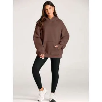 EFAN Womens Hoodies Oversized Sweatshirts Pullover Fleece Sweaters Long Sleeve Winter Fall Outfits Fashion Y2k Clothes Brown S