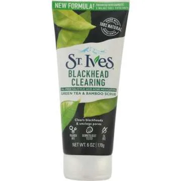 St. Ives Blackhead Clearing Face Scrub, Clears Blackheads & Unclogs Pores, Green Tea & Bamboo, Salic...