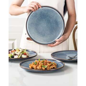 UNICASA 11 Inch Ceramic Dinner Plates - Set of 4 Stylish Dining Dishes