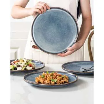 UNICASA 11 Inch Ceramic Dinner Plates - Set of 4 Stylish Dining Dishes
