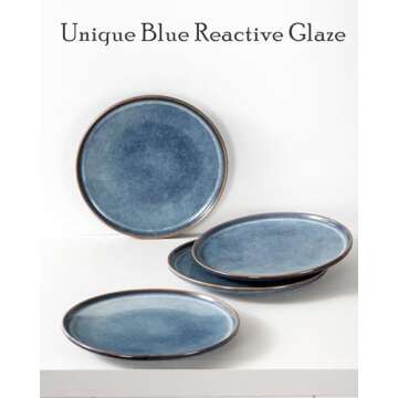 UNICASA 11 Inch Ceramic Dinner Plates - Set of 4 Stylish Dining Dishes