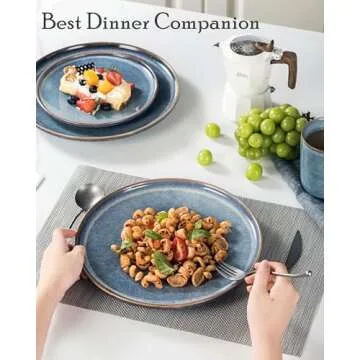 UNICASA 11 Inch Ceramic Dinner Plates - Set of 4 Stylish Dining Dishes