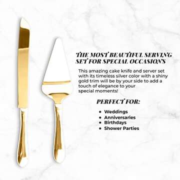 Elegant Gold Wedding Cake Knife and Server Set for All Occasions