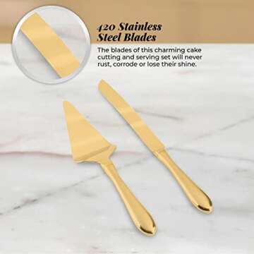 Elegant Gold Wedding Cake Knife and Server Set for All Occasions