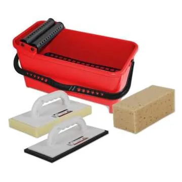 RUBICLEAN Grouting Bucket Kit with High Absorption Sponge | Rubber Trowel | Essential Cleaning Tool Set for Ceramic Tile Work - 5.2 Gallon Capacity