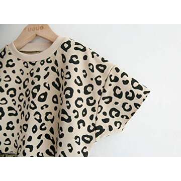 Toddler Baby Girls Leopard Print Summer Clothes Set T-Shirt and Short Pants 2pcs Outfits (2-Apricot, 2T)