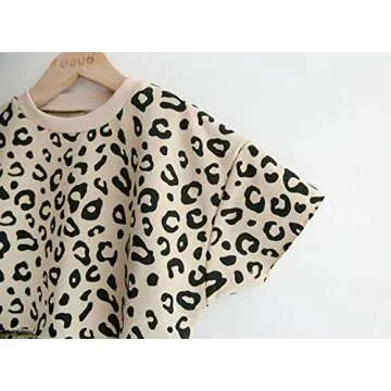 Toddler Baby Girls Leopard Print Summer Clothes Set T-Shirt and Short Pants 2pcs Outfits (2-Apricot, 2T)