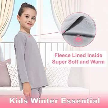 Subuteay Thermal Tops for Kids - Fleece Lined Comfort in Gray