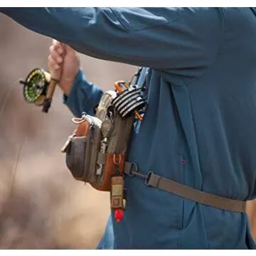 fishpond San Juan Vertical Fly Fishing Chest Pack, Fits up to Two Tackle or Fly Boxes, Lightweight Fishing Bag with Padded Neck Strap – Tidal Blue