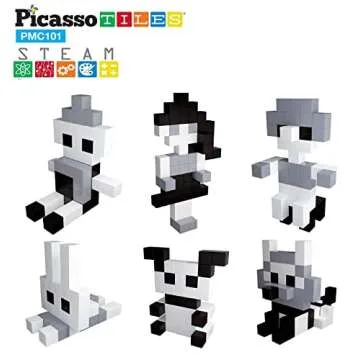 Picasso Cubes 1” Magnetic Puzzle Cube 101 pcs Black and White Magnet Construction Building Block Set Sensory Toy Early Education STEM Learning, Free Ideabook with 53 Ideas, Children Age 3+ Boy Girl