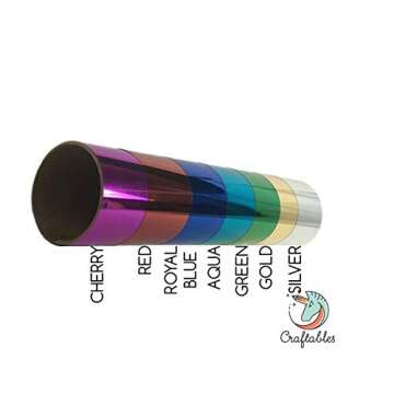 Aqua Chrome Foil Heat Transfer Vinyl 10 ft. Roll HTV - Reflective, Easy to Weed Tshirt Iron on Vinyl for Silhouette Cameo, Cricut, All Craft Cutters by Craftables
