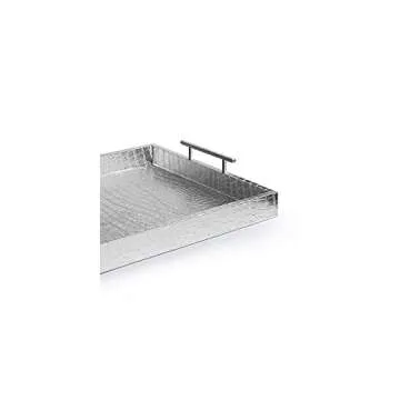 American Atelier Alligator Rectangle Serving Tray with Handles, 14" x 19" x 3", Silver