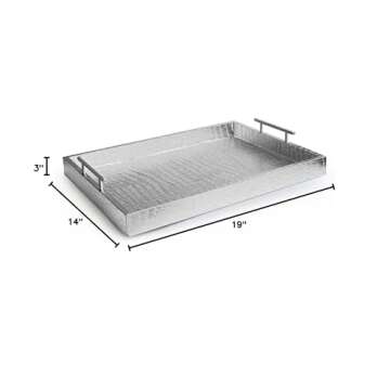American Atelier Alligator Rectangle Serving Tray with Handles, 14" x 19" x 3", Silver