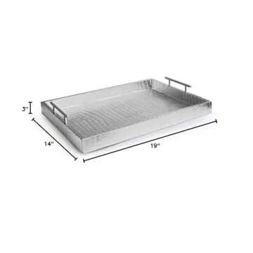 American Atelier Alligator Rectangle Serving Tray with Handles, 14" x 19" x 3", Silver