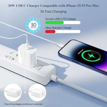 20W USB C Fast Charger Compatible with iPhone 16/16 Plus/ 16 Pro/ 16 Pro Max/ 15/ iPad Pro, 2Pack PD...